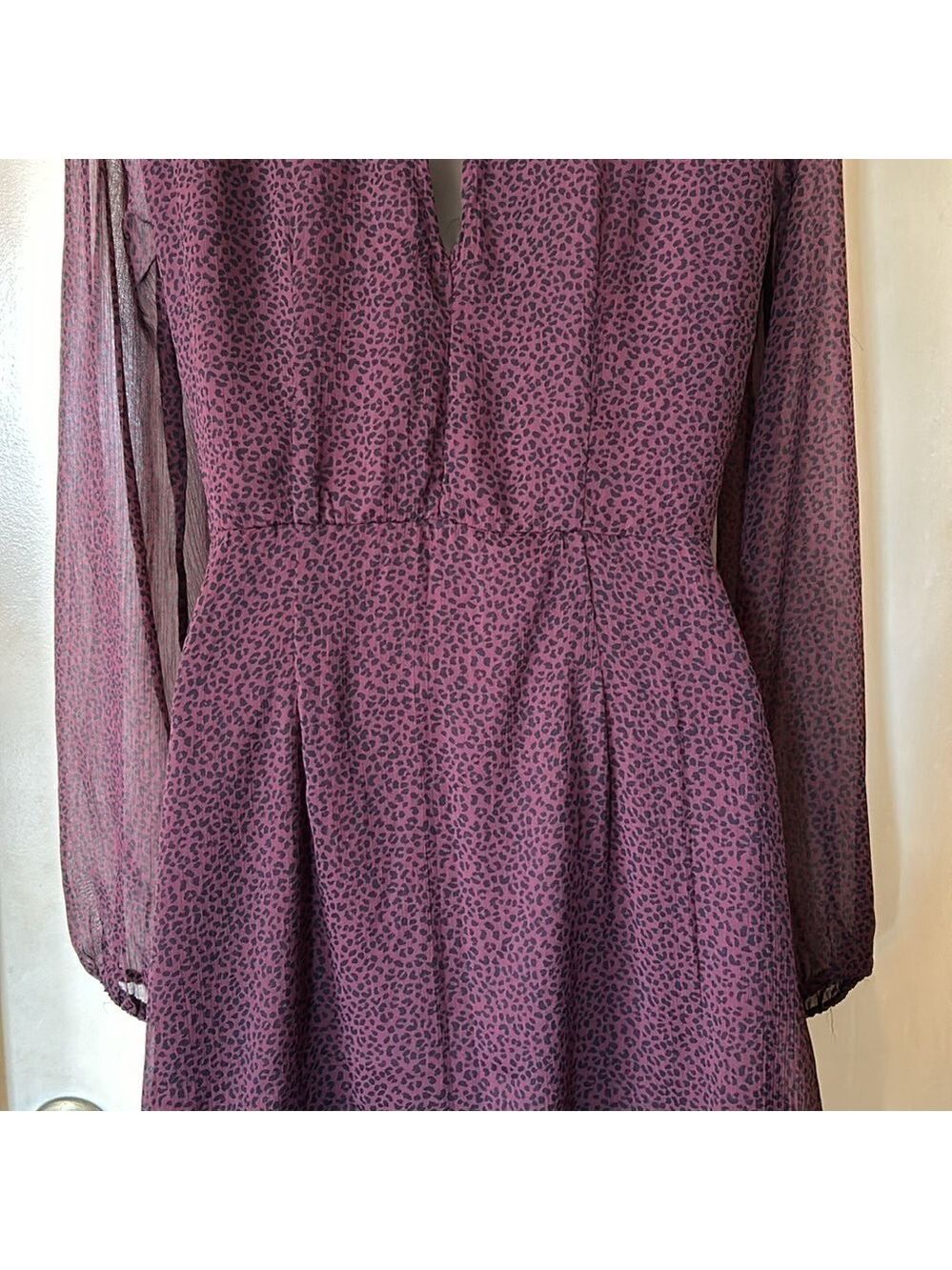 Abercrombie and Fitch dark purple animal print tie ruffle skirt dress size S - Picture 8 of 12